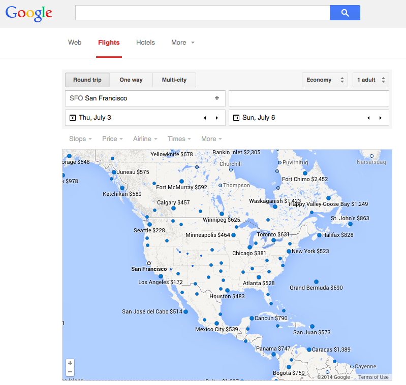 Google Flights Map
